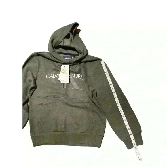 Calvin Klein Big Boys Old School Logo Pullover Hoodie Sequoia M(10/12) - Picture 4 of 9